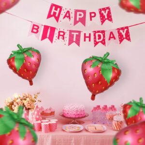 Tatuo 12 Pieces Spring Day Theme Party Balloon Aluminum Foil Balloon for Wedding Birthday Baby Shower Party Decorations Supplies (Strawberry)