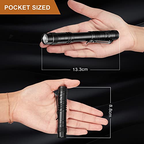 12 Pieces LED Pocket Pen Light Flashlight Small Mini Flashlight Handheld Pen Lights Penlight with Clip for Camping, Outdoor, Emergency