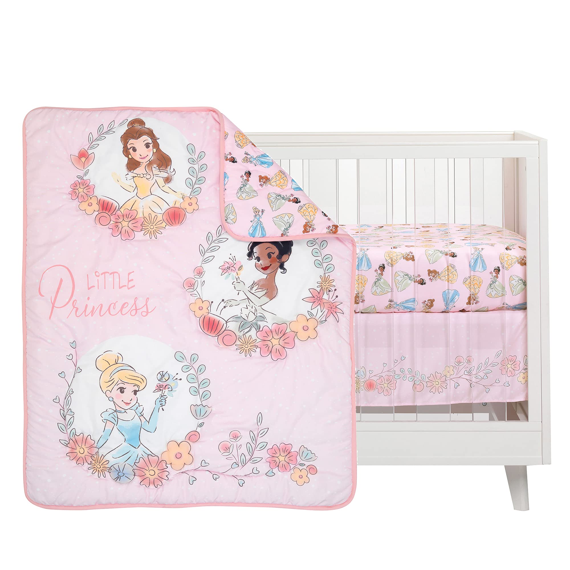 Lambs & Ivy (LAMCR) Disney Princesses Nursery Baby Crib Bedding Set, Pink, 3 Count