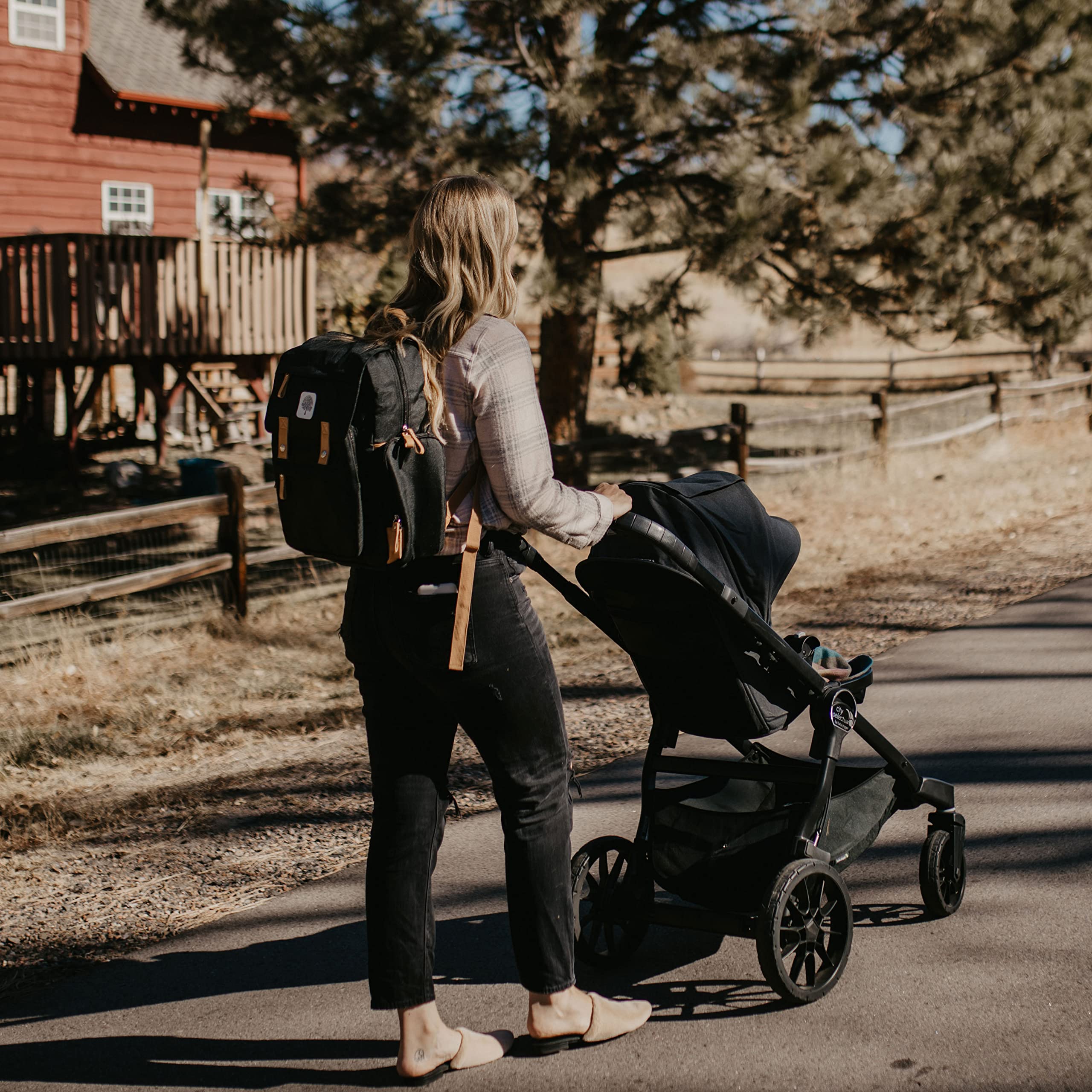 Parker Baby Diaper Backpack - Large Diaper Bag with Insulated Pockets, Stroller Straps and Changing Pad -"Birch Bag" - Black