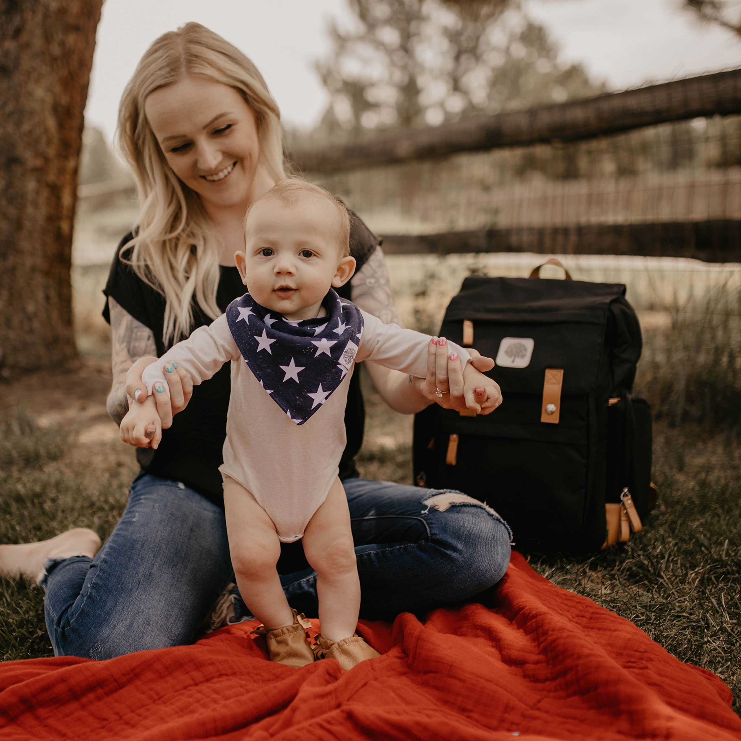 Parker Baby Diaper Backpack - Large Diaper Bag with Insulated Pockets, Stroller Straps and Changing Pad -"Birch Bag" - Black