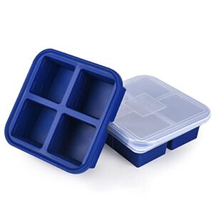 kinggrand kitchen 1 cup silicone freezer molds 2 pack silicone freezer tray with lid make 8 perfect 1-cup portions - easy release molds for food storage & freeze soup, broth, stew or sauce