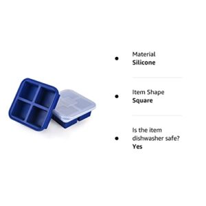 Kinggrand Kitchen 1 Cup Silicone Freezer Molds 2 Pack Silicone Freezer Tray with Lid Make 8 Perfect 1-Cup Portions - Easy Release Molds for Food Storage & Freeze Soup, Broth, Stew or Sauce