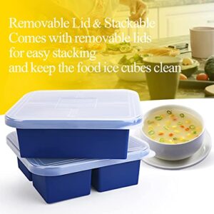 Kinggrand Kitchen 1 Cup Silicone Freezer Molds 2 Pack Silicone Freezer Tray with Lid Make 8 Perfect 1-Cup Portions - Easy Release Molds for Food Storage & Freeze Soup, Broth, Stew or Sauce