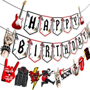 rock and roll birthday banner 3pcs one rocks party banners rock music birthday party decoration rock party hanging cutout banners for rock and roll baby shower supplies