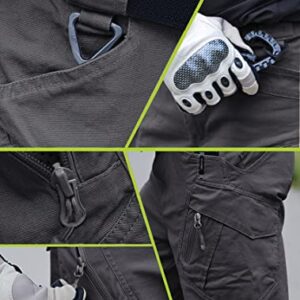 LABEYZON Men's Outdoor Work Military Tactical Pants Lightweight Rip-Stop Casual Hiking Cargo Pants Men (Dark Gray, 38W x 30L)