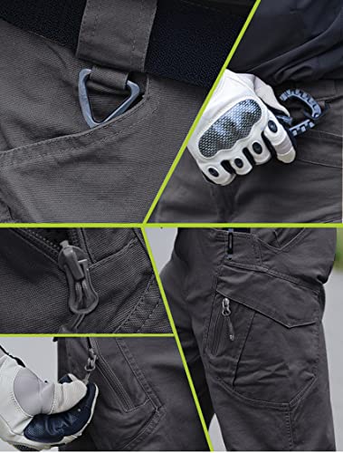 LABEYZON Men's Outdoor Work Military Tactical Pants Lightweight Rip-Stop Casual Hiking Cargo Pants Men (Dark Gray, 38W x 30L)