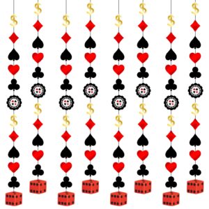 chinco 12 pcs 78.7 feet casino party decorations casino foil hanging las vegas party decoration red black poker party ceiling for las vegas night baby shower birthday party supplies decor