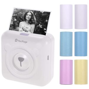 portable mini pocket thermal paper photo printer with paper (white, printer + paper)
