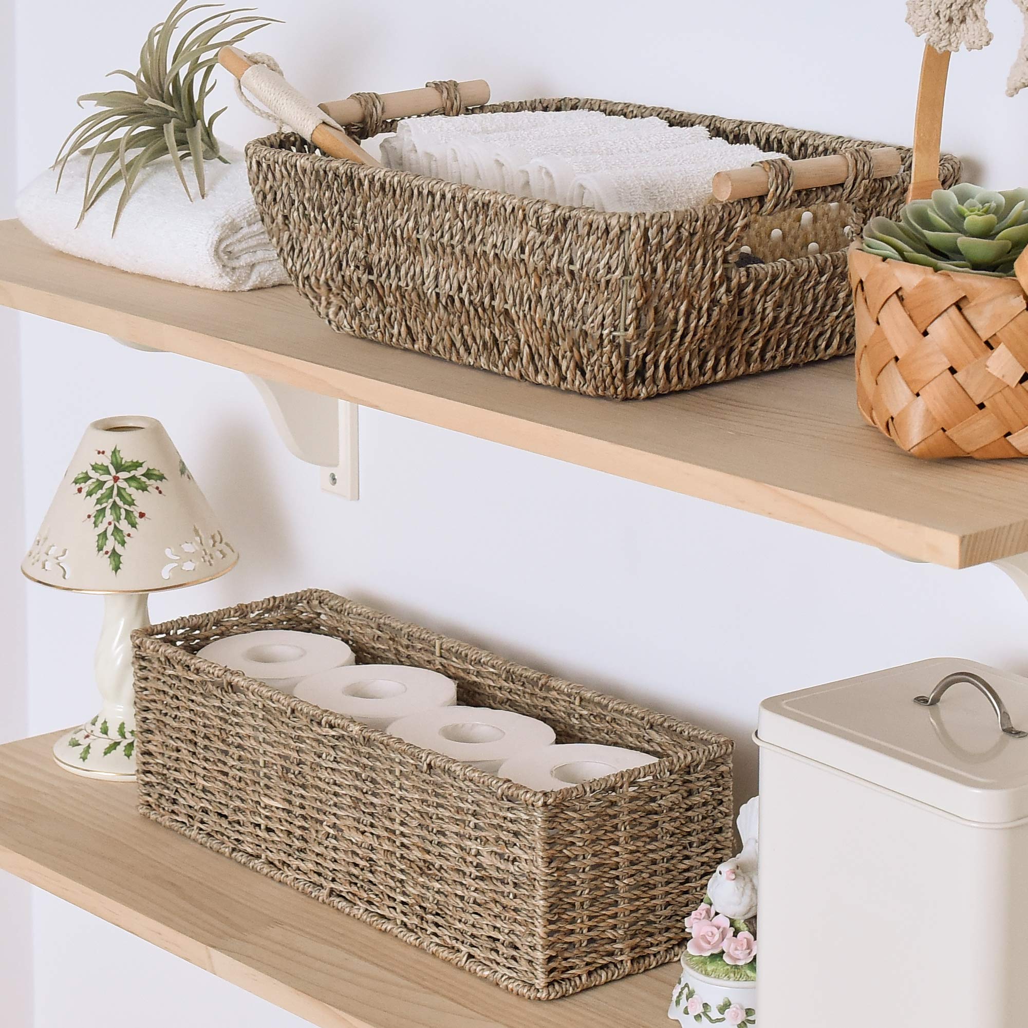 StorageWorks Hand-Woven Seagrass Wicker Baskets Set