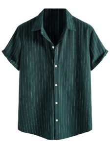 soly hux men's short sleeve button down shirts casual dress going out camp tops dark green m