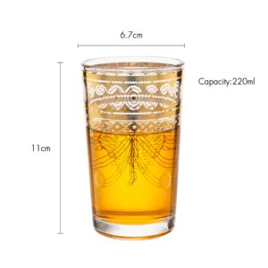 The Wine Savant Gold Moroccan Glasses Artisan Hand-Made Multipurpose 220 ml 7.5 oz Tea and Wine Morrocan Tumbler Marrakech & Casablanca Tea Cups Set of 6