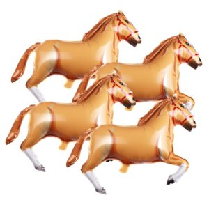 oringaga 4 packs horse foil balloons- western cowboy/pony//horse themed baby shower kids birthday party decorations supplies favors horse