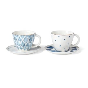 lenox blue bay 4-piece teacup & saucer set, 2.09, white