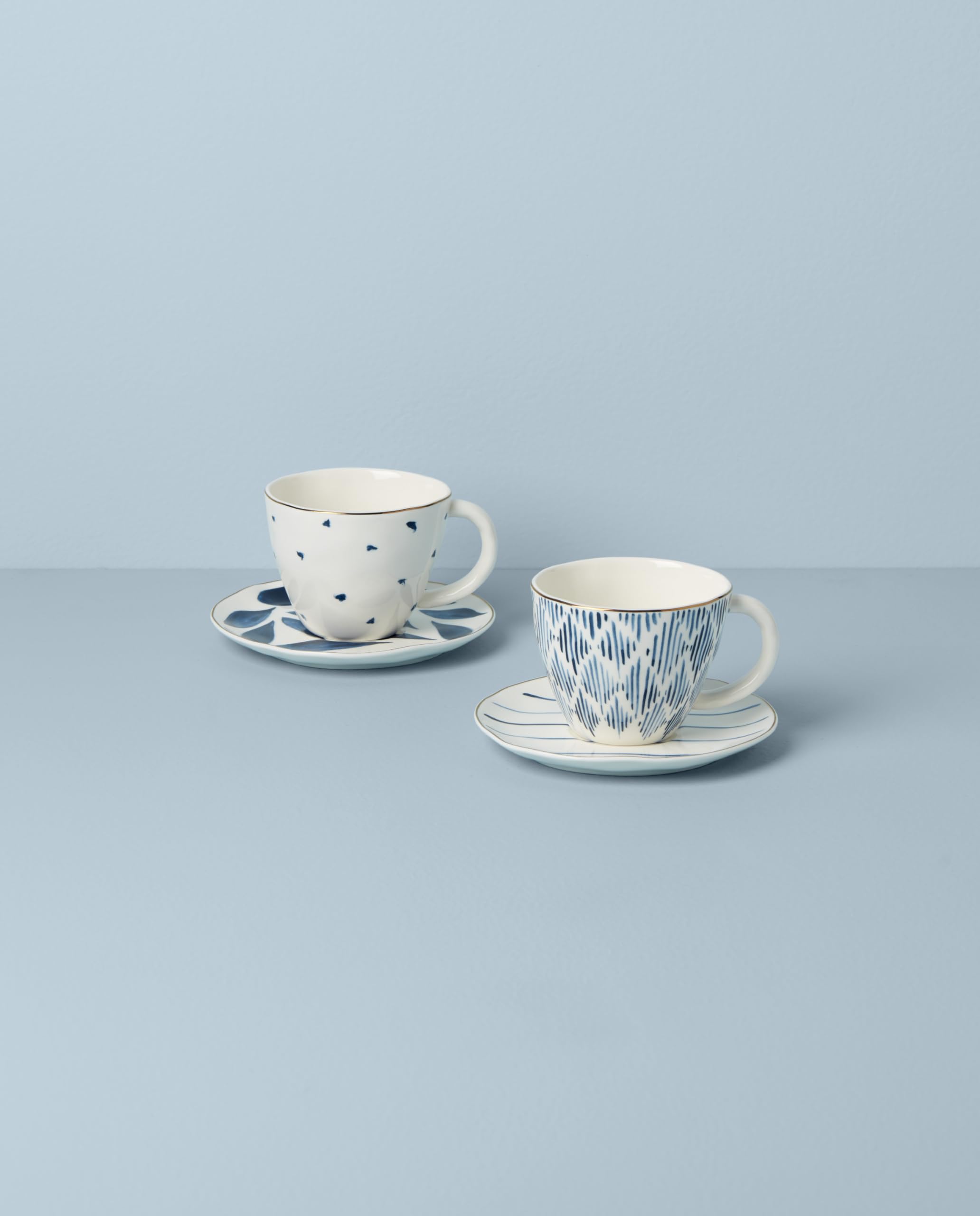 Lenox Blue Bay 4-Piece Teacup & Saucer Set, 2.09, White