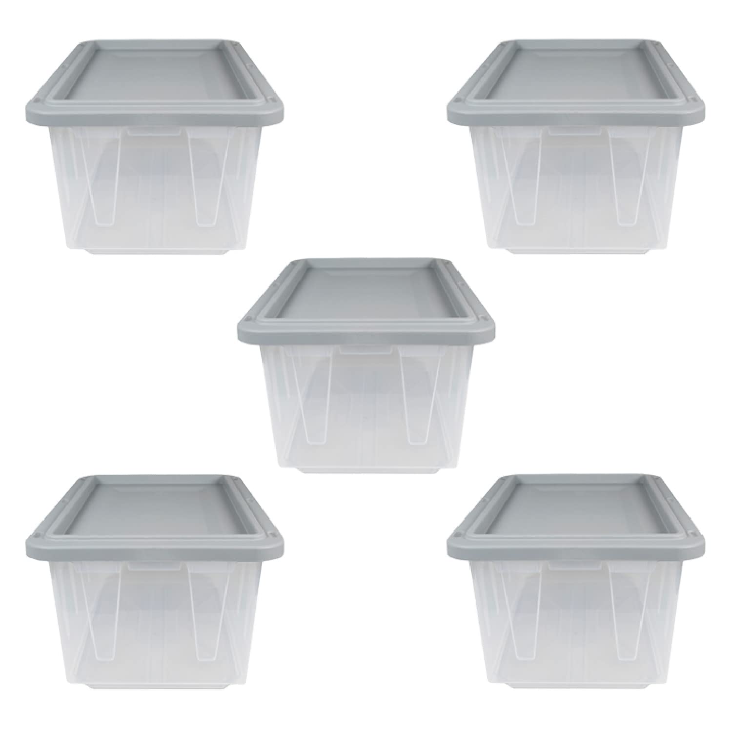 CX BLACK & YELLOW®, 15-Gallon Heavy Duty Clear Storage Container & Snap-Tight Lid, (12”H x 17.2”W x 25.7”D), Weather-Resistant, Stackable, See-Through Organization Tote [5 Pack]