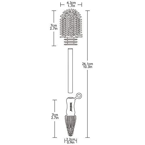 haakaa Cleaning Brush Silicone Bottle Brush Double-Ended Soft Silicone Bristles for Breast Pumps, Breast Milk Collectors, Baby Bottles, Teats, Breastmilk Storage Bags, Detachable - Grey, 1pk