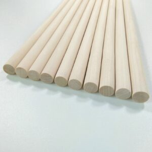 1/2 x 12 Inch, Wooden Dowel Rods, Unfinished Wood Round Sticks for Arts Crafts and DIY Projects, 10 pcs.