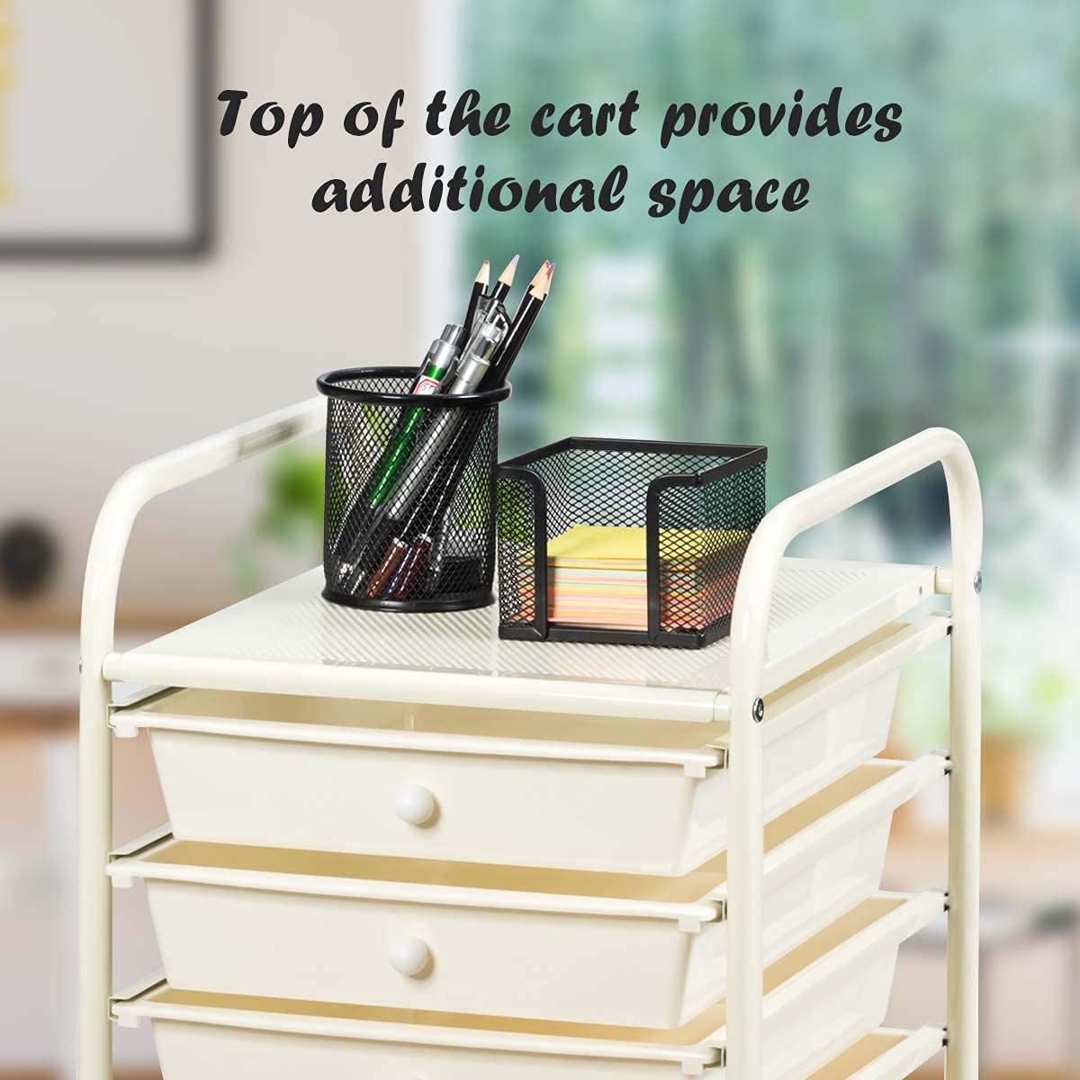 Giantex Plastic Boxes 10 Drawer Rolling Organizer Cart Utility Storage Tools Scrapbook Paper Multi-Use (Yellow)