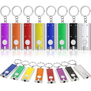 16 pieces mini keychain led lights keychains flashlight assorted color ultra bright flashlight portable key chain flash light torch key ring powerful keychain lights for outdoor camping activity