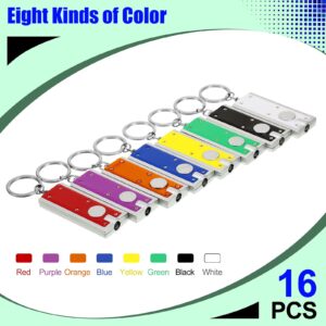 16 Pieces Mini Keychain LED Lights Keychains Flashlight Assorted Color Ultra Bright Flashlight Portable Key Chain Flash Light Torch Key Ring Powerful Keychain Lights for Outdoor Camping Activity