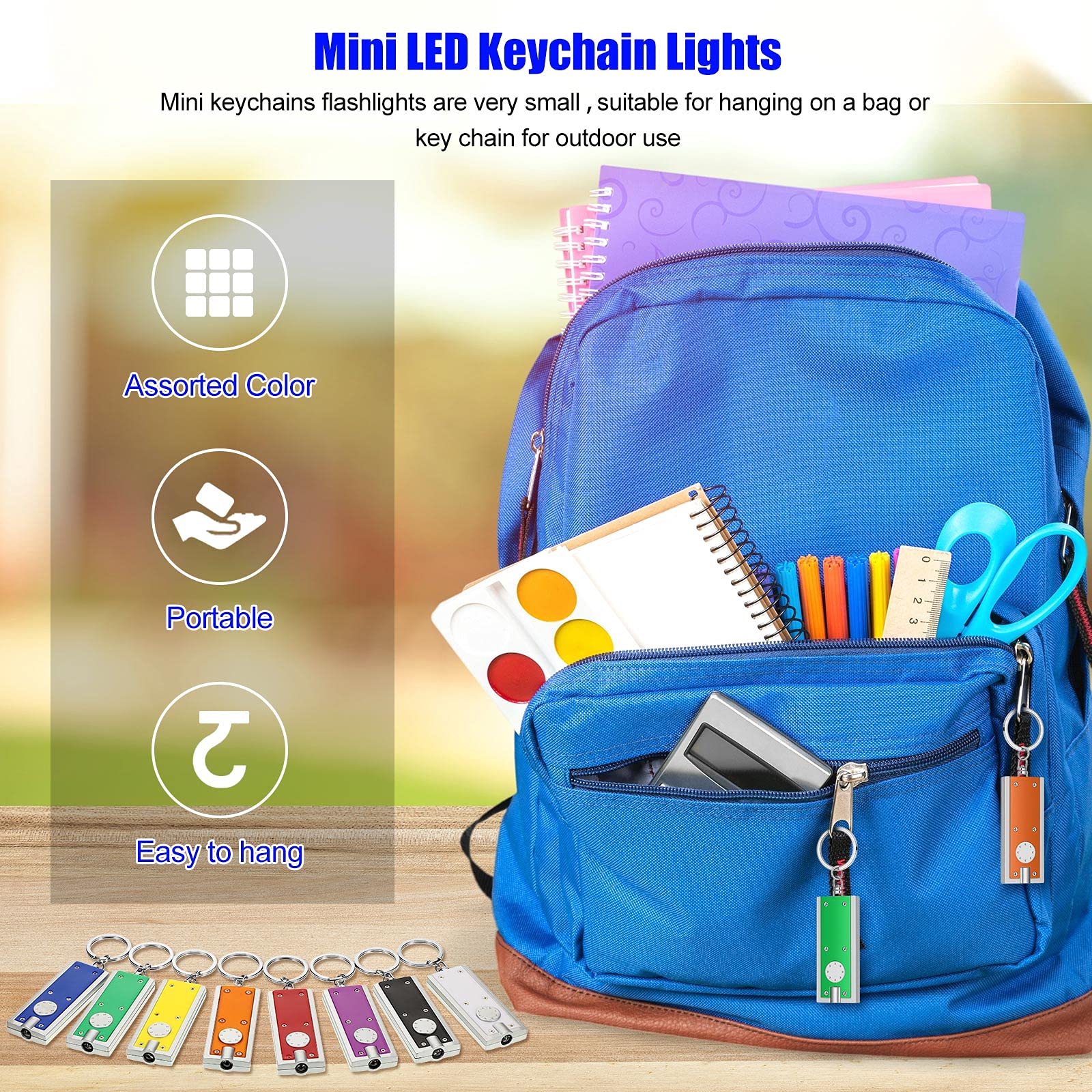 16 Pieces Mini Keychain LED Lights Keychains Flashlight Assorted Color Ultra Bright Flashlight Portable Key Chain Flash Light Torch Key Ring Powerful Keychain Lights for Outdoor Camping Activity