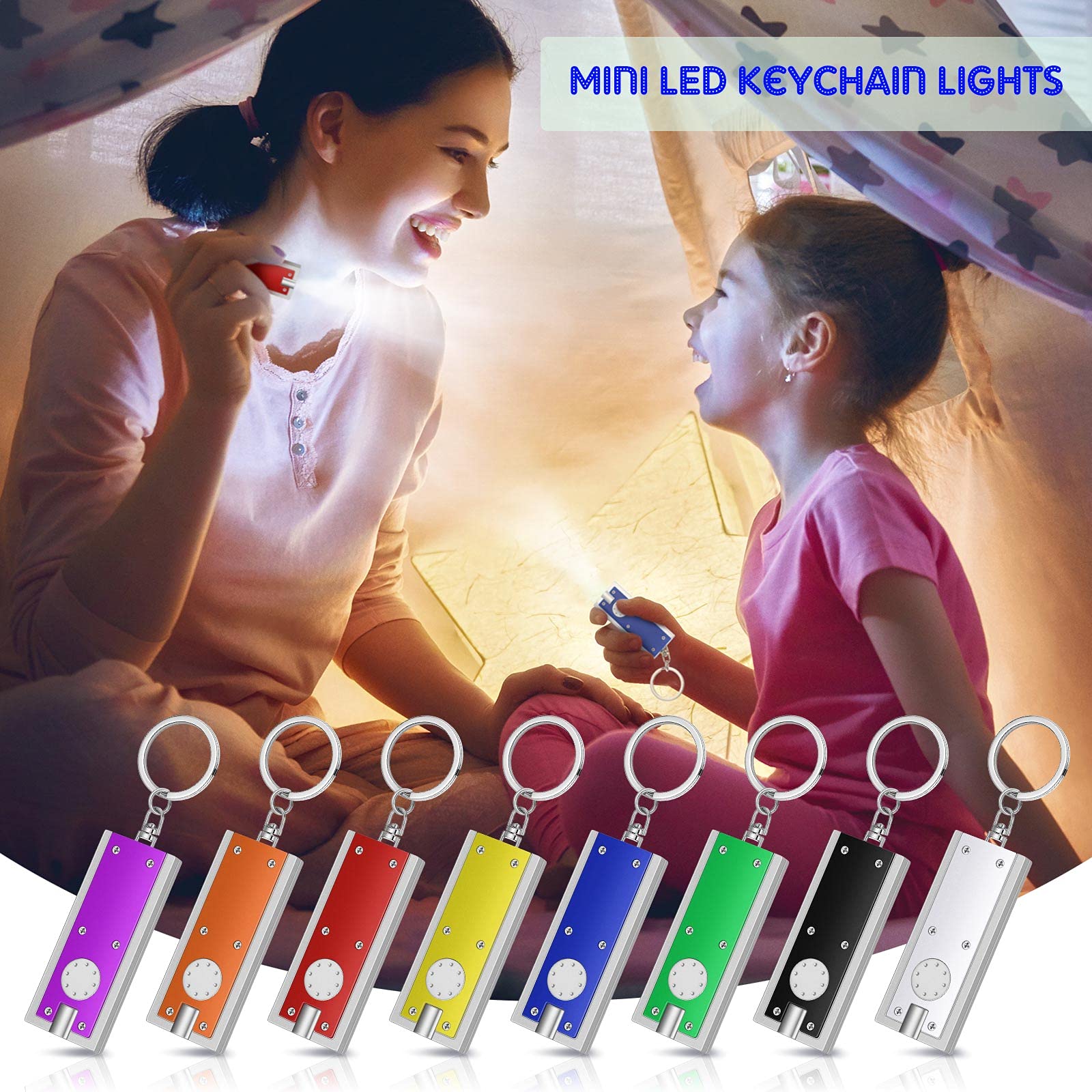 16 Pieces Mini Keychain LED Lights Keychains Flashlight Assorted Color Ultra Bright Flashlight Portable Key Chain Flash Light Torch Key Ring Powerful Keychain Lights for Outdoor Camping Activity