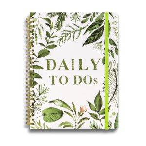 utytrees daily planner undated: 5.7"x8.5" daily to do list notebook, efficient life planner, daily journal with inner pocket, meals planner, office organization notebooks for women, green