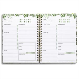 UtyTrees Daily Planner Undated: 5.7"x8.5" Daily To Do List Notebook, Efficient Life Planner, Daily Journal with Inner Pocket, Meals Planner, Office Organization Notebooks for Women, Green