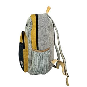 VIBRANIC Himalayan HEMP Laptop Backpack - THC Free - 13”/15” Laptop Compartment - All Natural Handmade - Multi-Pocket - Yellow Green Shade - Made in Nepal