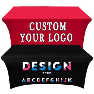 custom table cloth cover 8ft with business logo or your text stretch personalized tablecloth spandex customize with logo for birthday wedding anniversary tradeshow events