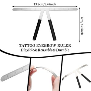 2 Pieces Tattoo Eyebrow Ruler 3-Point Positioning Ruler Eyebrow Golden Ratio Caliper Microblading Ruler Brow Caliper Measuring Tool Plastic Eyebrow Caliper for Student (Silver)