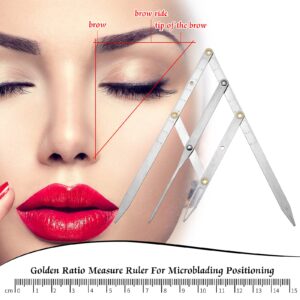 2 Pieces Tattoo Eyebrow Ruler 3-Point Positioning Ruler Eyebrow Golden Ratio Caliper Microblading Ruler Brow Caliper Measuring Tool Plastic Eyebrow Caliper for Student (Silver)