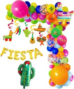 fiesta party decorations fiesta balloon garland cactus foil balloon mexican cinco de mayo baby shower balloon decoration set confetti balloons with llama foil balloons for coco party,taco party decor