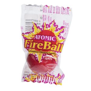 Atomic Fireballs Candy Bulk Tub, 240 Pieces - Cinnamon Flavored Jawbreakers Individually Wrapped Candies in Reusable Container, Fat Free & Gluten Free