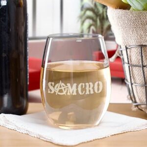 fx sons of anarchy samcro laser engraved stemless wine glass