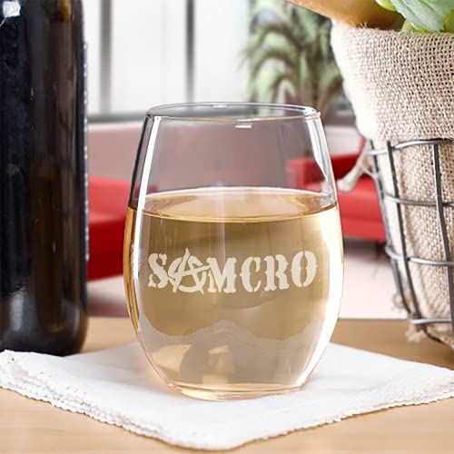 FX Sons of Anarchy SAMCRO Laser Engraved Stemless Wine Glass