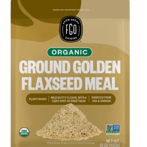 FGO Organic Ground Golden Flaxseed Meal, Cold Milled, Grown in USA, 16oz, Packaging May Vary (Pack of 1)