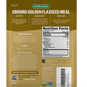 FGO Organic Ground Golden Flaxseed Meal, Cold Milled, Grown in USA, 16oz, Packaging May Vary (Pack of 1)