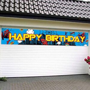 Large Superhero Spider Man Happy Birthday Banner, Spider Man Themed Birthday Party Supplies Decorations, Superhero Birthday Party Supplies for Boys Kids, Outdoor Indoor (118 x 19 In)