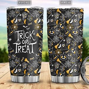 64HYDRO 20oz Halloween Decorations Indoor, Outdoor, Halloween Home Decor Kitchen Decor Witch Ghost Pumpkin Trick Or Treat Halloween Tumbler Cup with Lid, Double Wall Vacuum Insulated Travel Coffee Mug