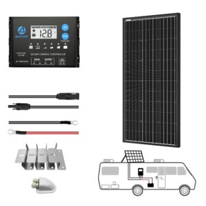 200w 12v mono solar rv kits with 20a pwm charge controller/mounting brackets/12awg solar cables/ 8awg tray cable/cable entry housing（200w 20a kit