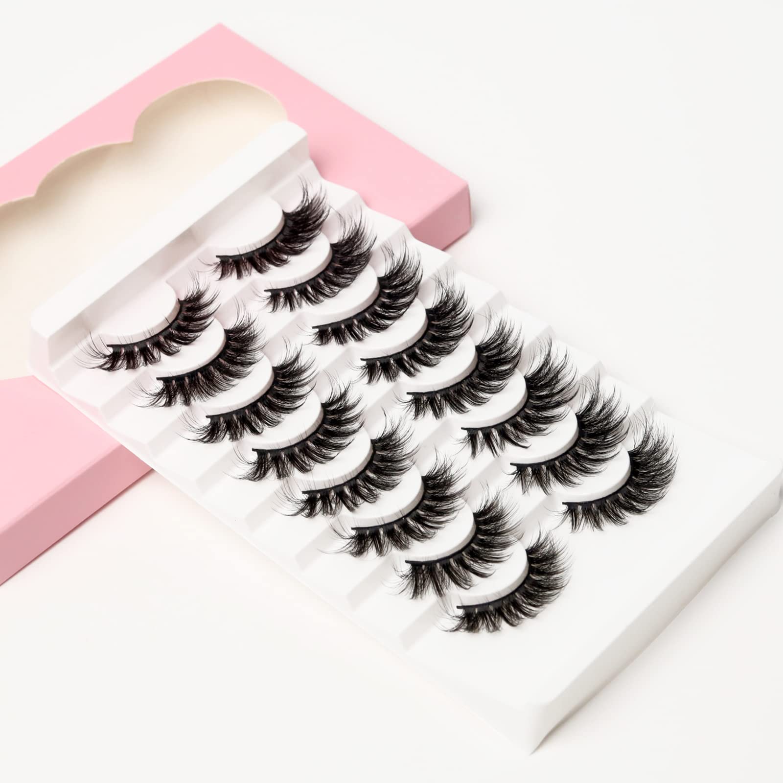 8 Pairs 3D Faux Mink Lashes Handmade Luxurious Volume Fluffy Natural False Eyelashes