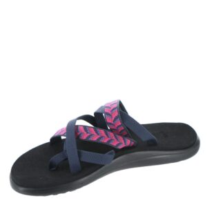 teva women's voya zillesa sandal, retro geometric navy, 7