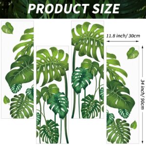 Large Green Tropical Jungle Leaves Wall Decals Palm Tree Leaf Plants Wall Stickers DIY Peel and Stick Removable Monstera murals Leaf Window Stickers for Kids Bedroom Nursery Living Room Decoration