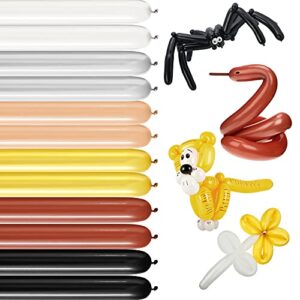 120 pieces long twisting balloons 6 colors modelling balloons twisting party balloons long latex balloon for twisting animals flower birthday wedding (gold, silver, black, white, nude color, coffee)