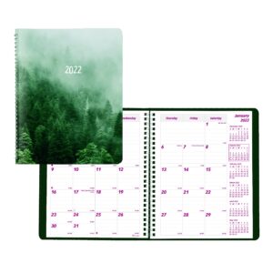 brownline 2022 essential monthly planner, 14 months, december 2021 to january 2023, twin-wire binding, 8.875" x 7.125", mountain green (cb1200g.03-22)