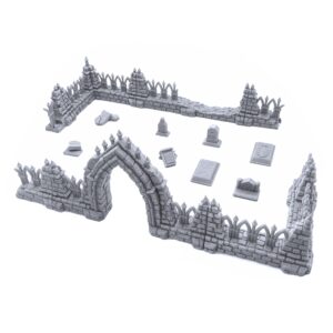 cemetery ruins bundle by terrain4print, 3d printed tabletop rpg scenery and wargame terrain for 28mm miniatures