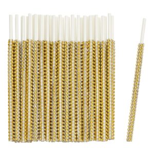 Sparkle and Bash 36 Pack Rhinestone Gold Cake Pop Sticks for Candy Apples, Lollipops, Dessert Bar (6 In)