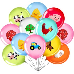 36 pieces 12 inch farm animal balloons, pig cow sheep latex balloons tractor barnyard animal farmhouse party decoration for kids baby shower farm animal themed birthday party favors indoor outdoor